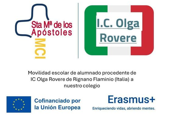 Il logo del progetto Erasmus con protagonista la scuola di Rignano Flaminio "Olga Rovere"